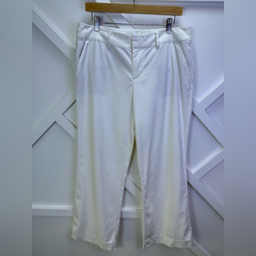 Alice + Olivia Janis Low Rise Cropped Flare Trouser Pants White Size 12 Lyocell - Picture 2 of 13